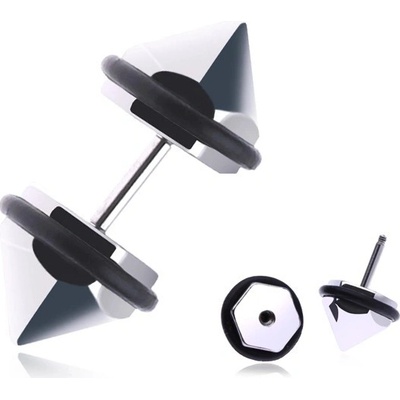 Šperky eshop fake piercing do ucha z oceli lesklý seřezaný hrot PC33.06