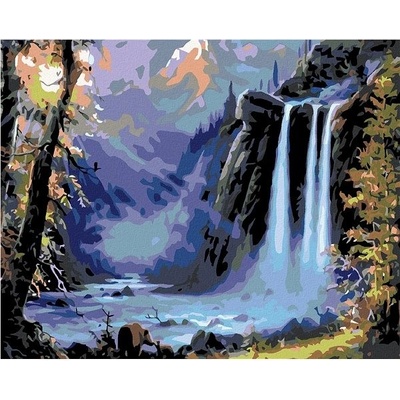 zuty Malování podle čísel Vodopád při západu slunce 50 x 40 cm vypnuté plátno na rám