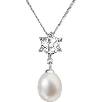 Pavona Stříbrný náhrdelník s řetízkem a říční perlou se zirkony 22010.1