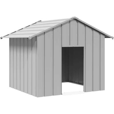 vidaXL Psí bouda se střechou šedá 131 x 101 x 102 cm pozinkovaná ocel 9799.4100918