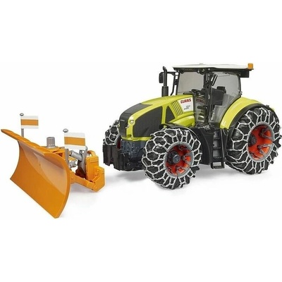 Bruder 3018 Claas Axion 950 se sněhovými řetězy a radlicí