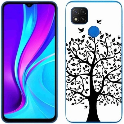 Pouzdro mmCase Gelové Xiaomi Redmi 9 - černobílý strom