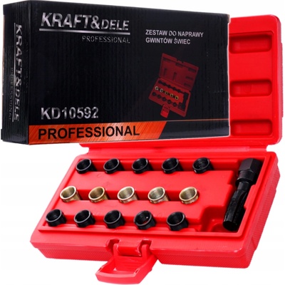 Sada na opravu závitů zapalovacích svíček 16ks, Kraft&Dele KD10592