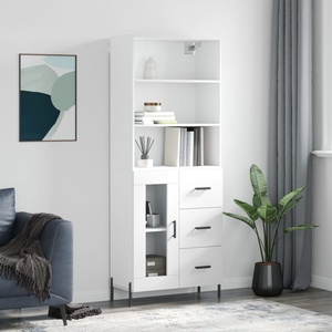 vidaXL Висок шкаф, бял, 69, 5x34x180 см, инженерно дърво (3189517)