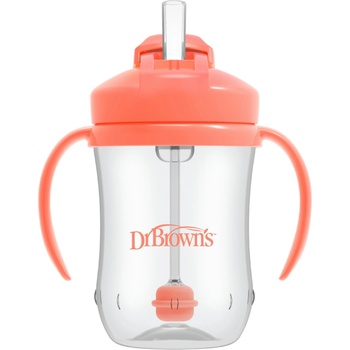 Dr. Brown's Чаша със сламка Dr. Brown's - Coral, 270 ml (72239329962)