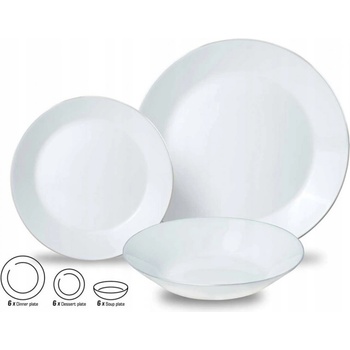 Kinghoff Сервиз за хранене Kinghoff KH 1877, 18 части, За 6 души, Опал, Подходящи за съдомиялна машина, Бял/сребрист