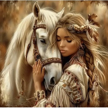 Norimpex - Puzzle Diamant painting: Indian woman with a horse 30x40cm - 1 - 39 piese