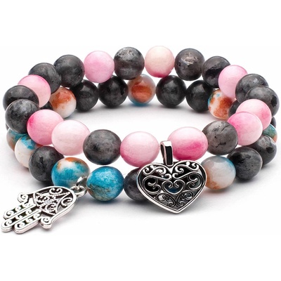 Budnej náramky pro páry OCHRÁNCE LÁSKY z chalcedonu jaspisu a labradoritu MN3037