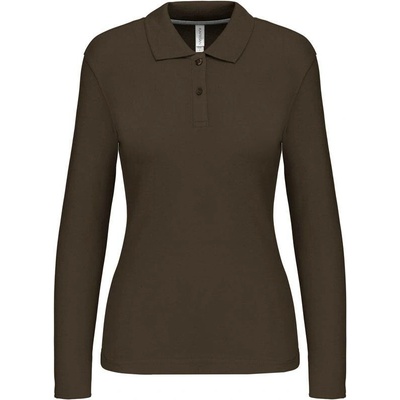 Kariban K244 Dámske piqué polo s dlhým rukávom hnedá Dark Khaki