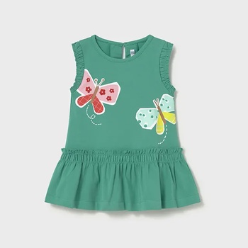 Mayoral Рокля ситопечат Смарагдово пеперуди за бебе момиче Mayoral