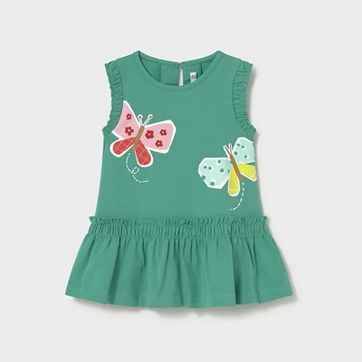 Mayoral Рокля ситопечат Смарагдово пеперуди за бебе момиче Mayoral