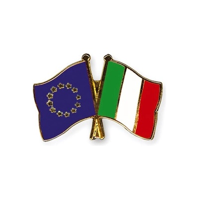 Odznak (pins) 22mm vlajka EÚ + Taliansko - farebný