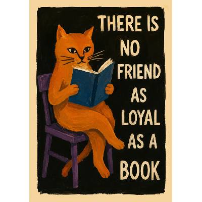 Plagát, Obraz - Loyal Book Cat Print, Patryk Krygowski, 26.7 × 40 cm