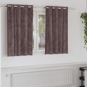 Pure Line Home Кадифени завеси в цвят тъмнокафяв с метални халки, 2 бр. , 140 x 140 см