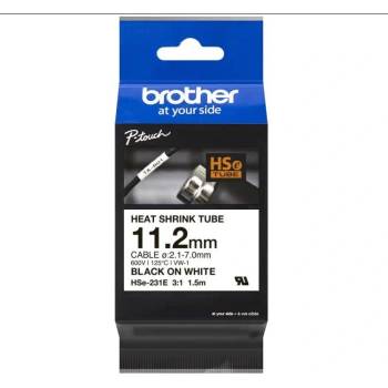 Brother HSe-231E Pro Tape, 11.2 mm x 1.5 m, черен печат / бял фон , оригинална лента (HSE231E)