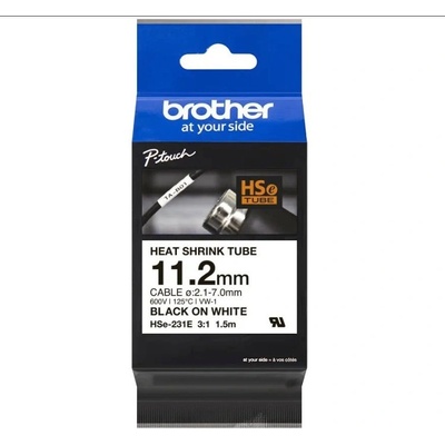 Brother HSe-231E Pro Tape, 11.2 mm x 1.5 m, черен печат / бял фон , оригинална лента (HSE231E)