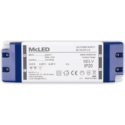 McLED LED transformátor 12V/72W ML-732.073.11.0