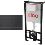 Alcadrain Комплект тоалетно казанче с вградена рамка Alca AM101/1120 и матово черен бутон за активиране FUN-BLACK (AM101/1120+FUN-BLACK)