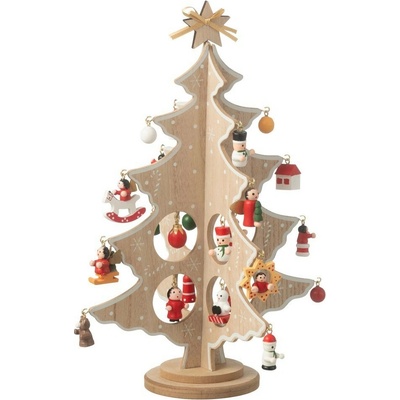 J-Line by Jolipa Dřevěný skládací stromek s ozdobami Christmas Tree - Ø 20*25 cm - J-Line by Jolipa