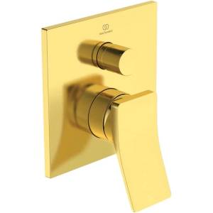 Ideal Standard Вграден смесител за вана и душ Ideal Standard Atelier Conca, цвят четкано злато, без вградено тяло (A7374A2)