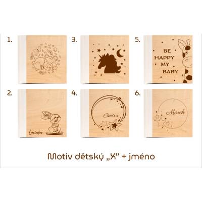 GEDEON Fotoalbum 10x15 200 foto Wood white GRAVÍR Rozměr: Rozměr do 100 cm2, Motiv gravíru: Motiv dětský "X" + jméno