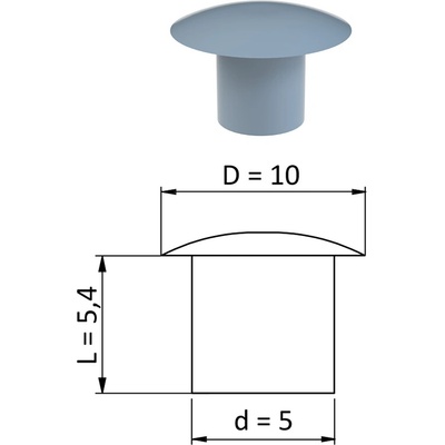 Vnitřní krytka kulatá ø 10 mm, otvor ø 5 mm, šedá, plast