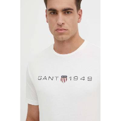 Gant Памучна тениска Gant в бежово с принт (2003242)