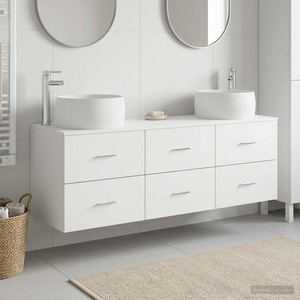 vidaXL Комплект мебели за баня 3 бр. Бяло 49, 5 x 44, 5 x 66 см (3405915)
