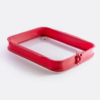 coox Силиконова тава COOX със стъклена основа в червен цвят - 36 х 27, 5 х h6 см (COOX 1610-301)