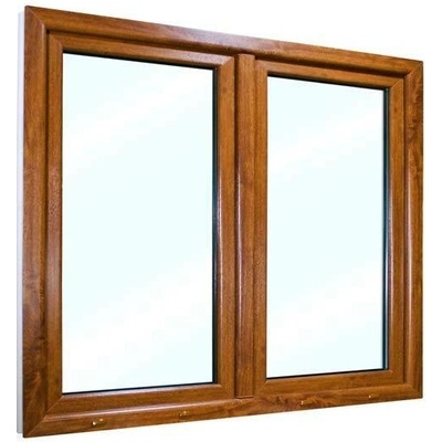 SkladOken.cz Okno dvoukřídlé se štulpem 1350 x 1150 mm , bílá|zlatý dub, PRAVÉ