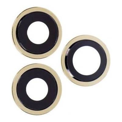 Apple iPhone 12 Pro Max - Sklíčko Zadnej Kamery s Rámom (Gold) - 3ks, Gold