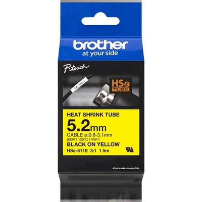 Zmršťovacia bužírka BROTHER HSe611E čierne písmo, žltá bužírka TUBE (5.2mm)