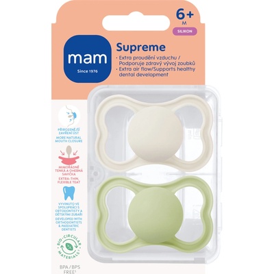 Mam dudlík Supreme béžová/zelená 2 ks