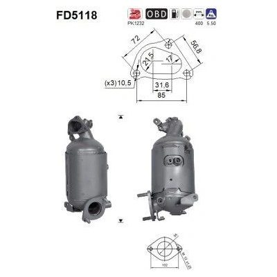 Filtr sazových částic, výfukový systém AS FD5118