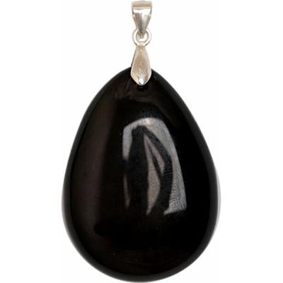 Nefertitis Obsidián černý nebeské oko přívěsek stříbro NF63471