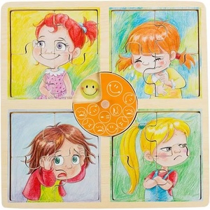 Pino Toys Дървен пъзел Pino - Емоции, Момиче (5483-1) - ozone