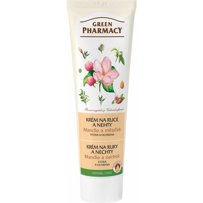 Green Pharmacy Mandle a Měsíček výživa a ochrana krém na ruce a nehty 100 ml
