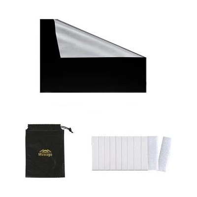 Set zatemňovací fólie, pytlíku a suchých zipů - Černá, 150 x 300 cm