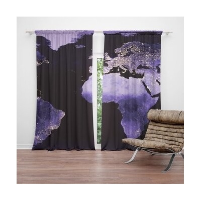 Sablio Závěsy Světelná mapa světa: 2 ks - 140x250 cm - Sablio