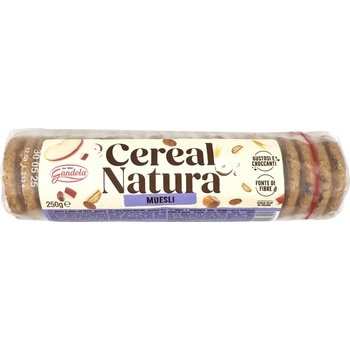 Gandola Пълнозърнести бисквити Gandola Cereal Natura - С плодове, 250 g (BB202713)