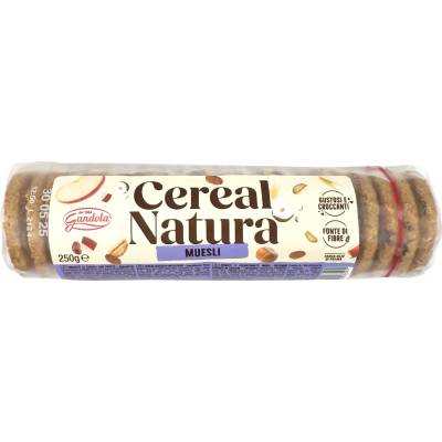 Gandola Пълнозърнести бисквити Gandola Cereal Natura - С плодове, 250 g (BB202713)