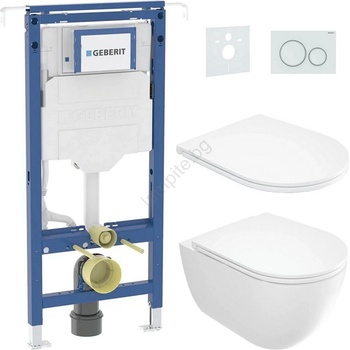 Deante Конзолен унитаз + седалка round + бутон sigma + вграден модул + подложка (setdn0063)