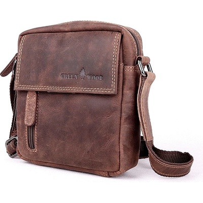 GreenWood Malá pánská kožená crossbody taška no. 191051 hnědá khaki