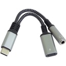 PremiumCord Redukce USB-C /3,5mm jack s DAC chipem + USB-C pro nabíjení 13cm 8592220022891