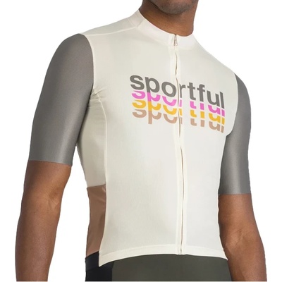 Sportful Мъжка фланелка с къс ръкав за колоездене Sportful Supergiara 2 Logo Jersey Cycling jersey - Cream (056-3901-0113)