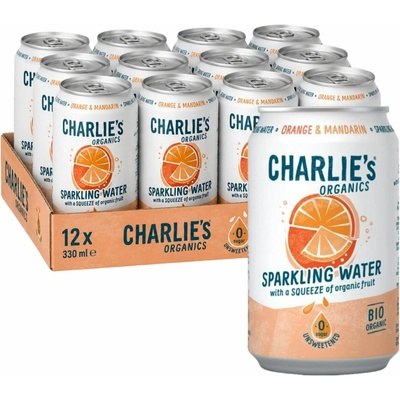 Charlie's Organics sycená pitná voda s pomeran. a mandarinkovou šťávou 12 x 330 ml