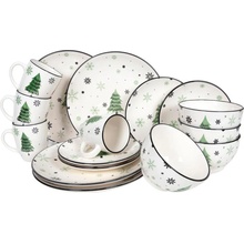 HIT Vánoční keramická jídelní sada stromeček 16 ks