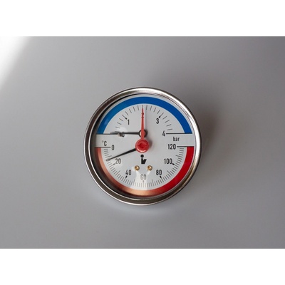 Steno Termomanometr 0-4bar, 0-120°C,1/2" zadní vývod 1455