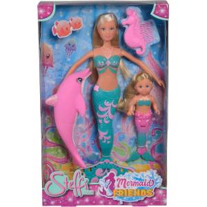 Simba Toys Steffi и Evi Mermaid Friends - две русалки с розов делфин