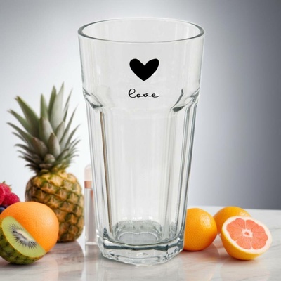 Clayre & Eef vysoká sklenička se srdíčkem Love 320 ml